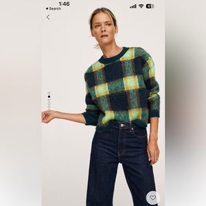 MANGO Textured Check Sweater